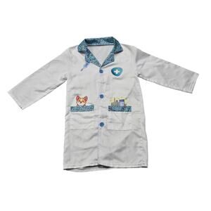 Kids Veterinarian Lab Coat Costume White Vet Dress Up Pretend Play Dog Print